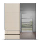 Rauch Orange Elara Champagne 181cm Sliding 2 Door Wardrobe with Drawers under left door & Grey Mirror on the right door and Slate Handles 