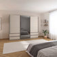 Rauch Orange Elara Champagne 271cm Sliding 3 Door Wardrobe with Drawers & Grey Mirror 