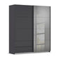 Rauch Orange Elara Metallic Grey 181cm Sliding 2 Door Wardrobe with Drawers under left door & Grey Mirror on the right door