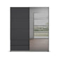 Rauch Orange Elara Metallic Grey  2 Door Sliding Wardrobe with Drawers & Grey Mirror 181cm Wide
