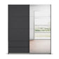 Rauch Elara two Door Metallic Grey Sliding Door Wardrobe with Drawers Under Left Door and Mirror on the right door