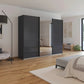 Rauch Orange Elara Metallic Grey Width 271cm Sliding 3 Door Wardrobe with Drawers & Grey Mirror on the Middle Door