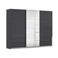 Rauch Elara three Door Metallic Grey Sliding Door Wardrobe with Drawers and Middle Mirror Door Width 271cm