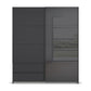 Elon 181cm Graphite & Basalt Glass Sliding 2 Door Wardrobe with Drawers - Front view