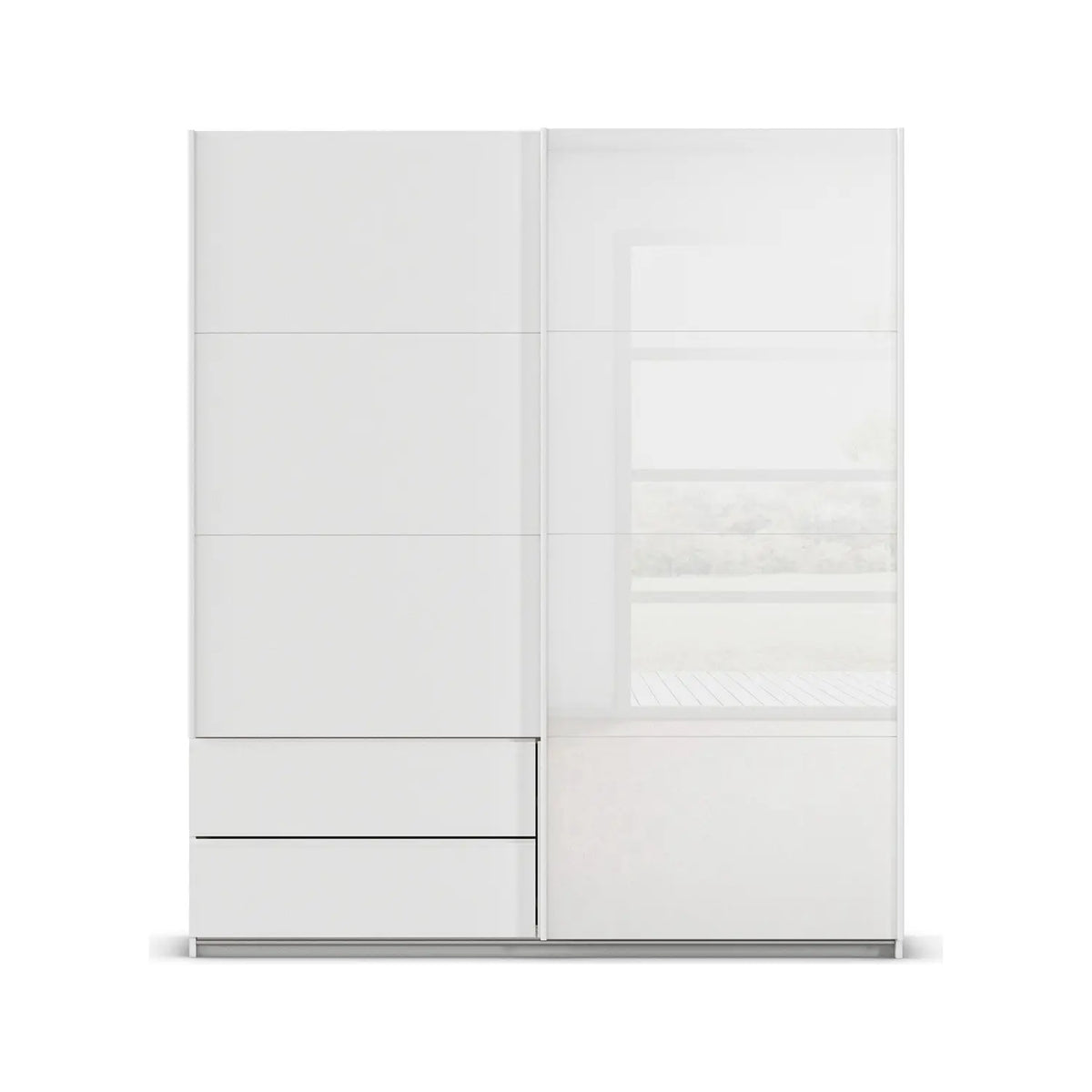 Elon 181cm White 2 Door Sliding Wardrobe with Drawers - Front view