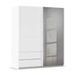Rauch Orange Elara White 181cm Sliding 2 Door Wardrobe with Drawers & Grey Mirror 