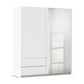 Rauch Elara two Door White Sliding Door Wardrobe with Drawers and Mirror