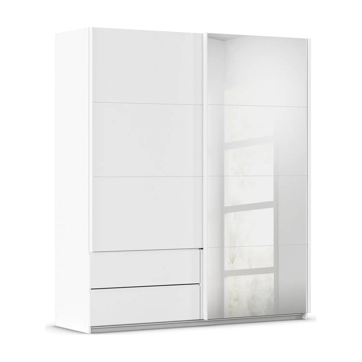 Rauch Elara two Door White Sliding Door Wardrobe with Drawers and Mirror
