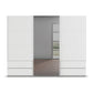 Rauch Orange Elara White three door Sliding Wardrobe with Drawers & Grey Mirror on the Middle Door