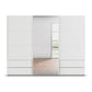 Rauch Elara two Door White Sliding Door Wardrobe with Drawers and Middle Mirror Door and Matching Handles