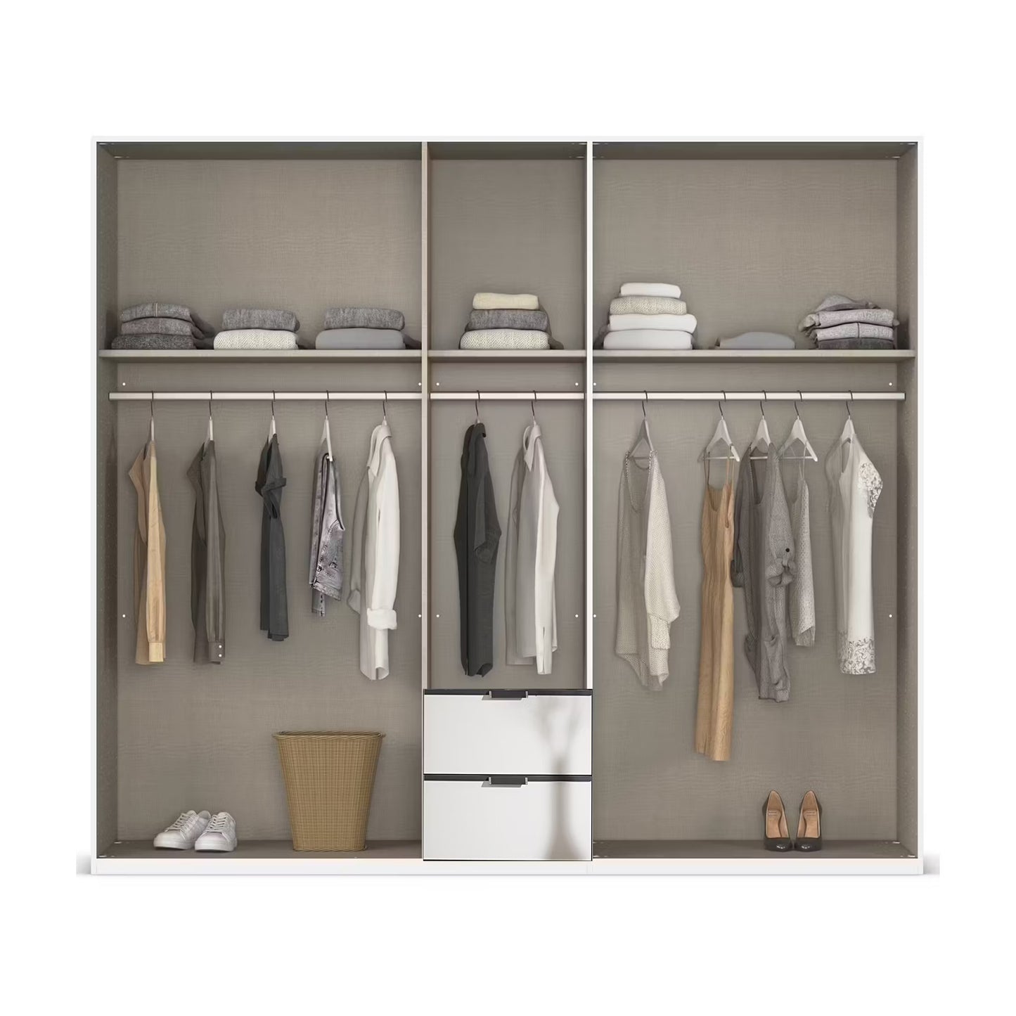 Rauch Essensa 5 Door Wardrobe with 1 Mirrored Door & 2 Drawers – 226cm