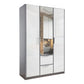 Rauch Essensa Front Glass overlay with vertical trims 6 Doors, 2 Mirrored Doors & 2 Drawers 271 cm in Metallic Grey