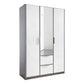 Side view of Rauch Essensa Front colour with vertical trims 3 Doors, 1 Mirrored Door & 2 Drawers 136 cm in Metallic Grey