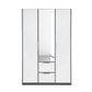 Rauch Essensa Front colour with vertical trims 3 Doors, 1 Mirrored Door & 2 Drawers 136 cm in Metallic Grey