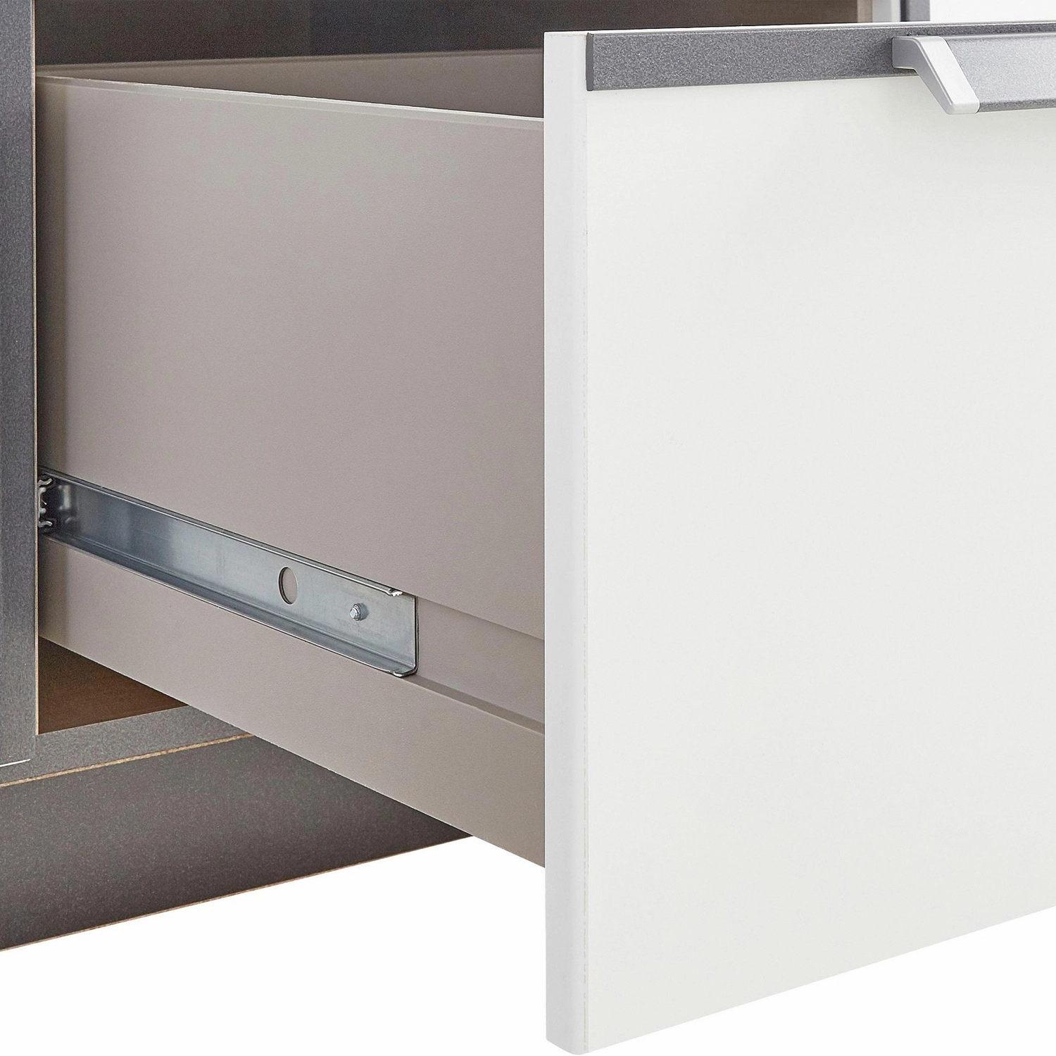 Side Drawer view of Rauch Essensa 3 Doors, 1 Mirrored Door & 2 Drawers 