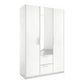 Side view of Rauch Essensa Front colour with vertical trims 3 Doors, 1 Mirrored Door & 2 Drawers 136 cm in White