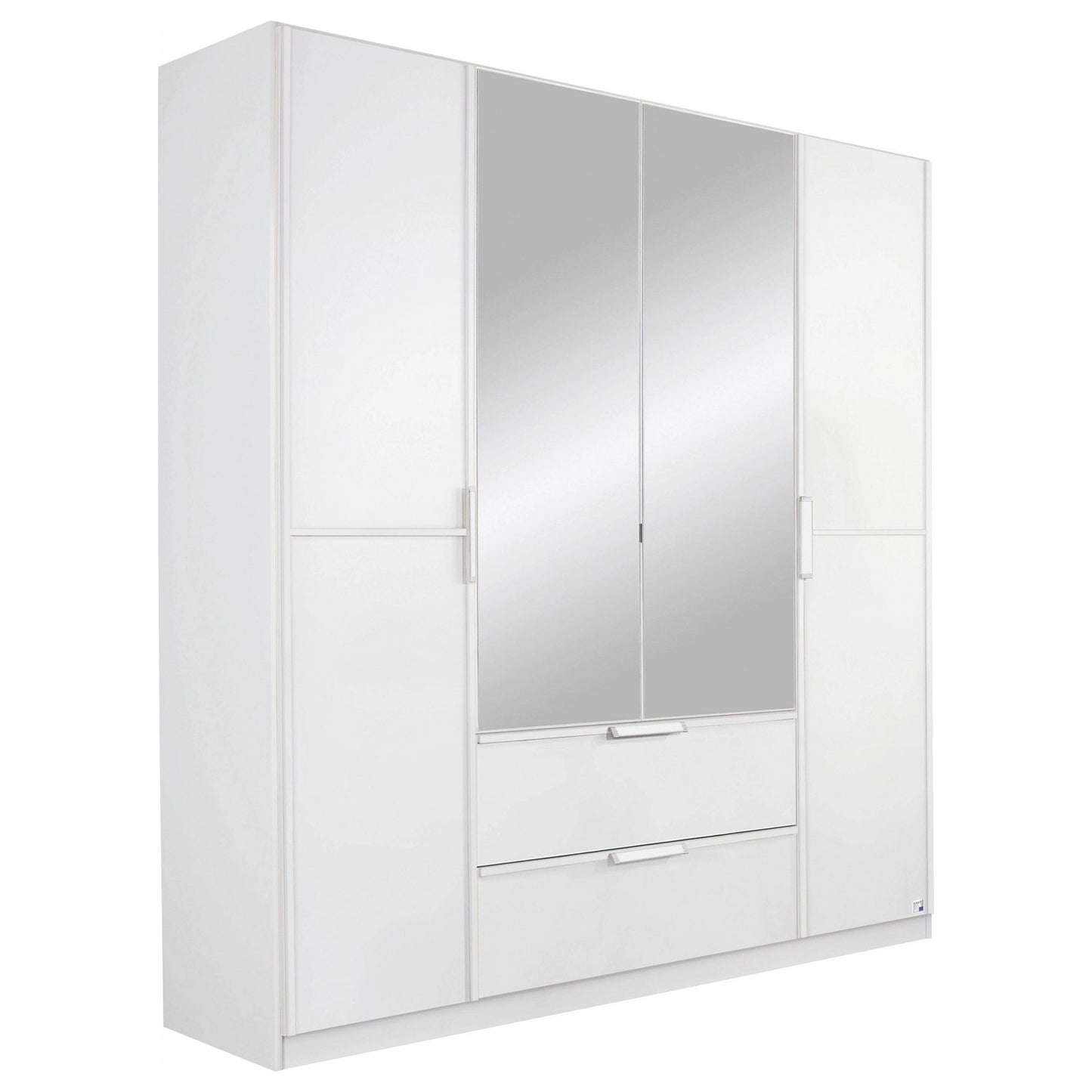 Rauch Essensa Front colour with vertical and horizontal trims 4 Doors, 2 Mirrored Door & 2 Drawers in White - Home Of Wardrobes