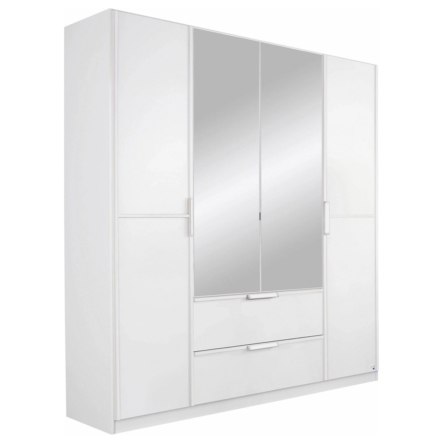 Rauch Essensa Front colour with vertical and horizontal trims 4 Doors, 2 Mirrored Door & 2 Drawers in White - Home Of Wardrobes