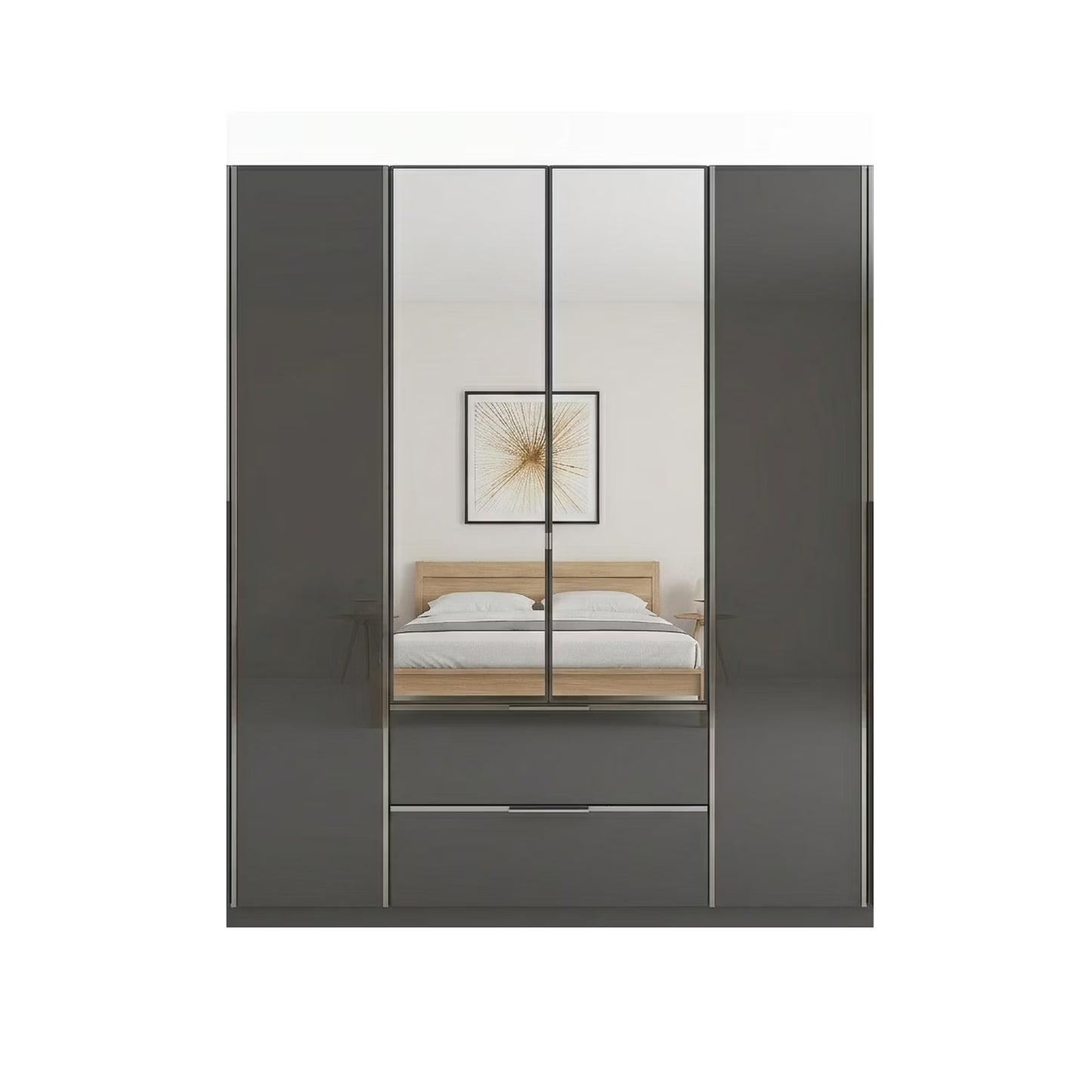 Rauch Essensa Prime Glass Wardrobe with Mirrors & Drawers