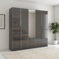 Rauch Essena 5 Door Hinged Wardrobe in Basalt Glass with Mirror and 2 Drawers in the Middle