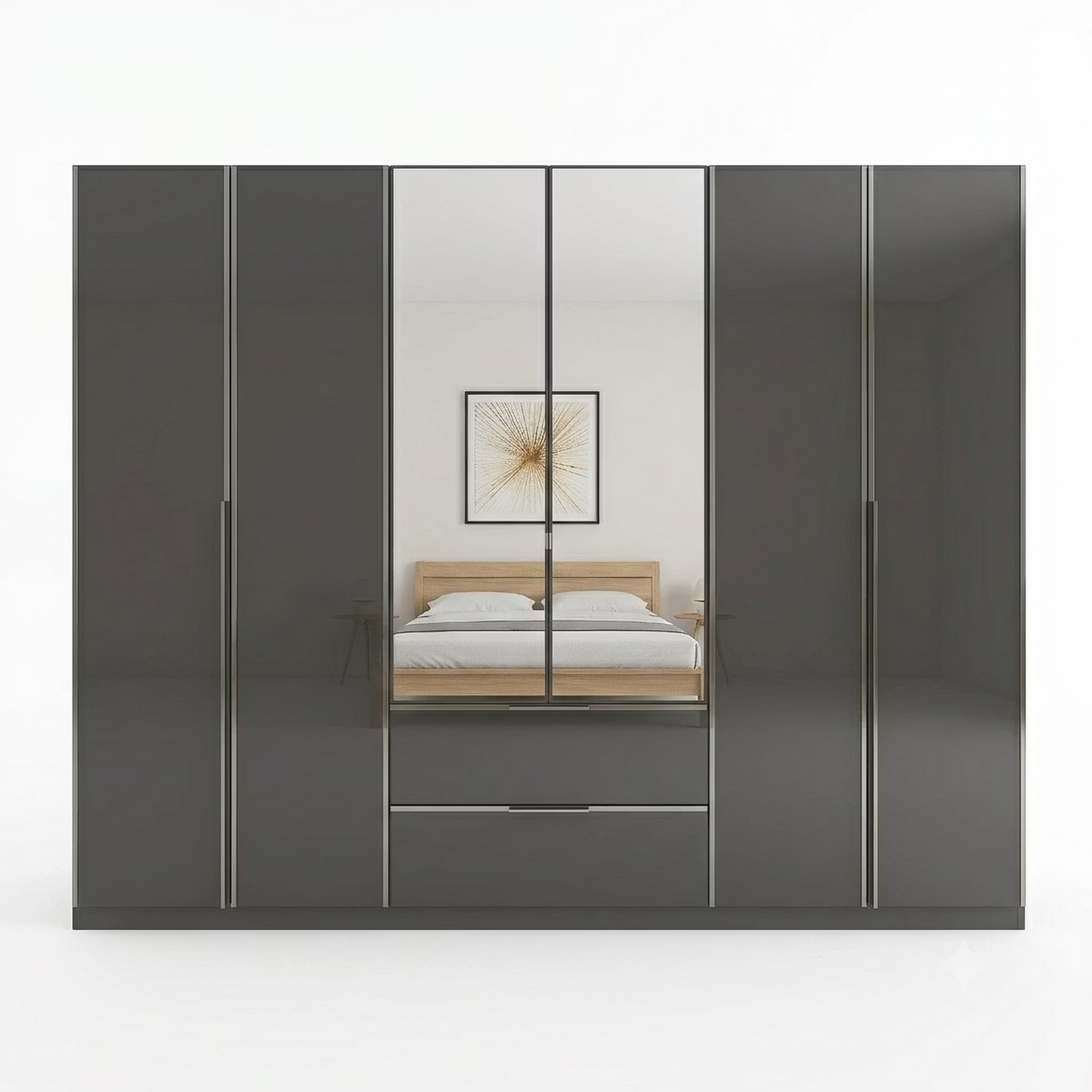 Rauch Essensa Prime Glass Wardrobe with Mirrors & Drawers