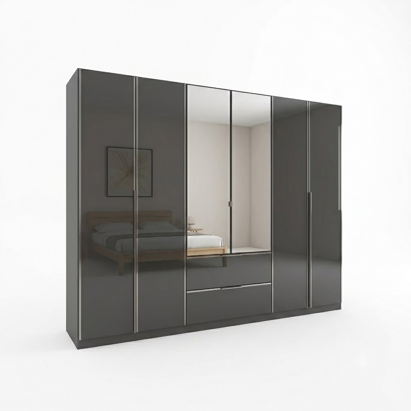 Rauch Essensa Prime Glass Wardrobe with Mirrors & Drawers