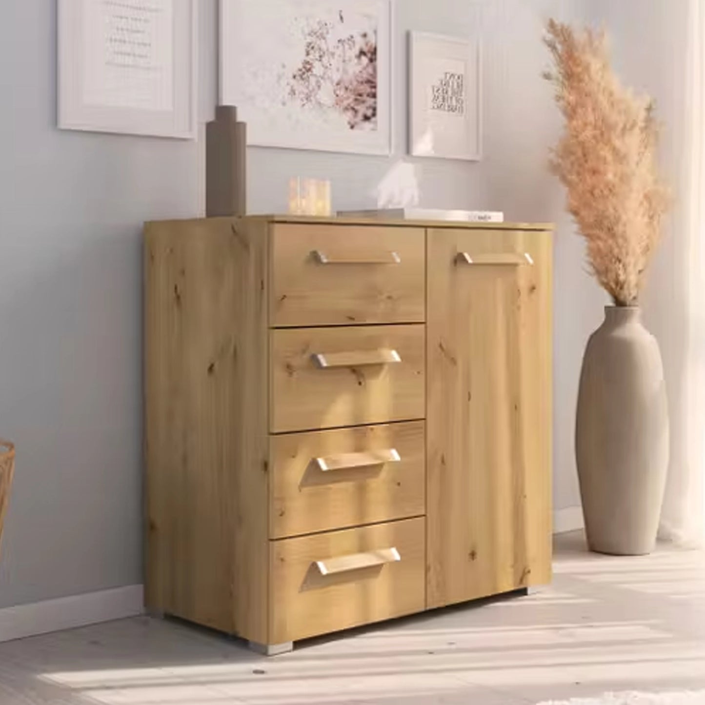 Rauch Eve Wild Oak 1 Door 4 Drawer Chest in bedroom