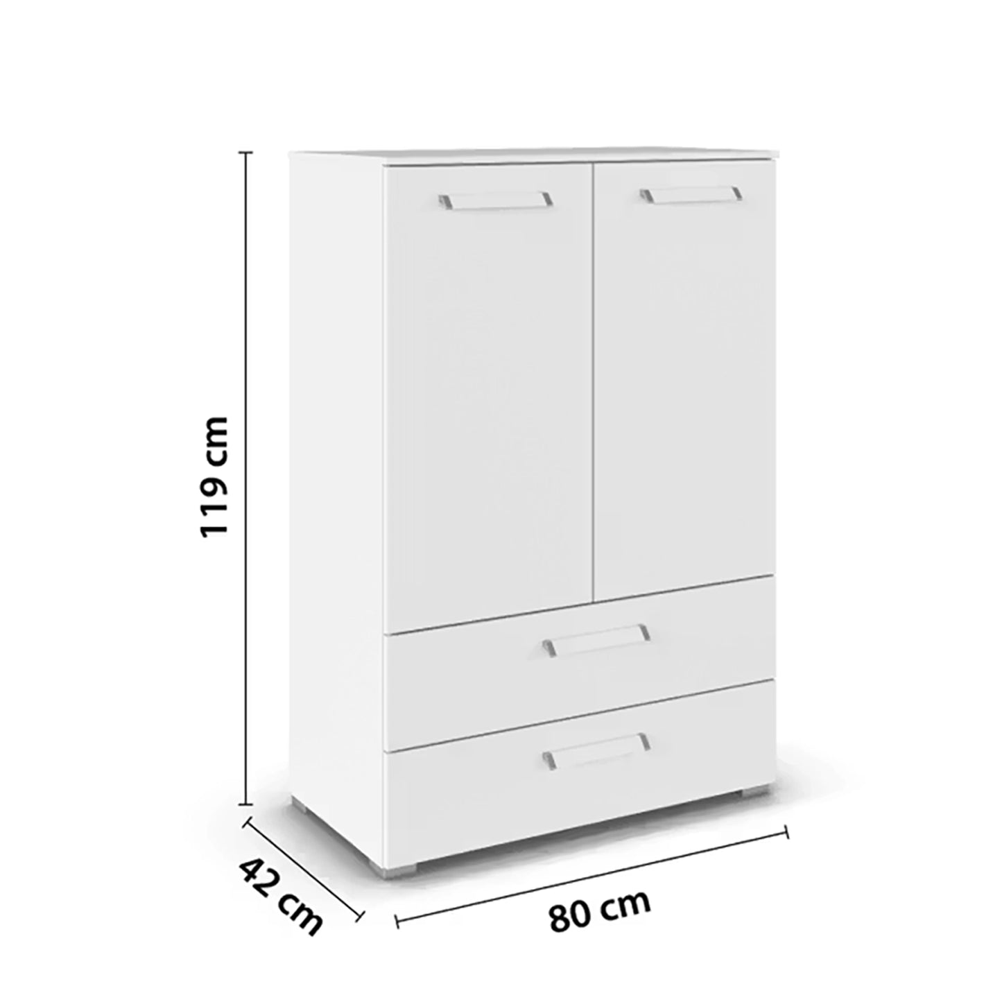Measurements for Rauch Eve 2 Doors 2 Drawers Chest