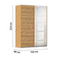 162cm wide Wild Oak Eve 2 Door Sliding Wardrobe with Mirror