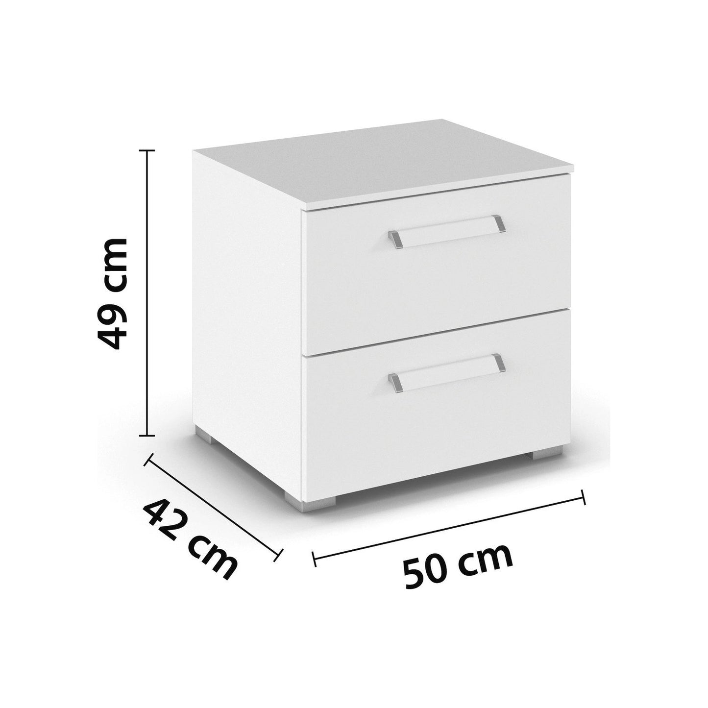 Measurements of Rauch Eve 2 Drawer bedside table with panel 