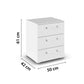 Measurements of Rauch Eve 3 Drawer Bedside Table