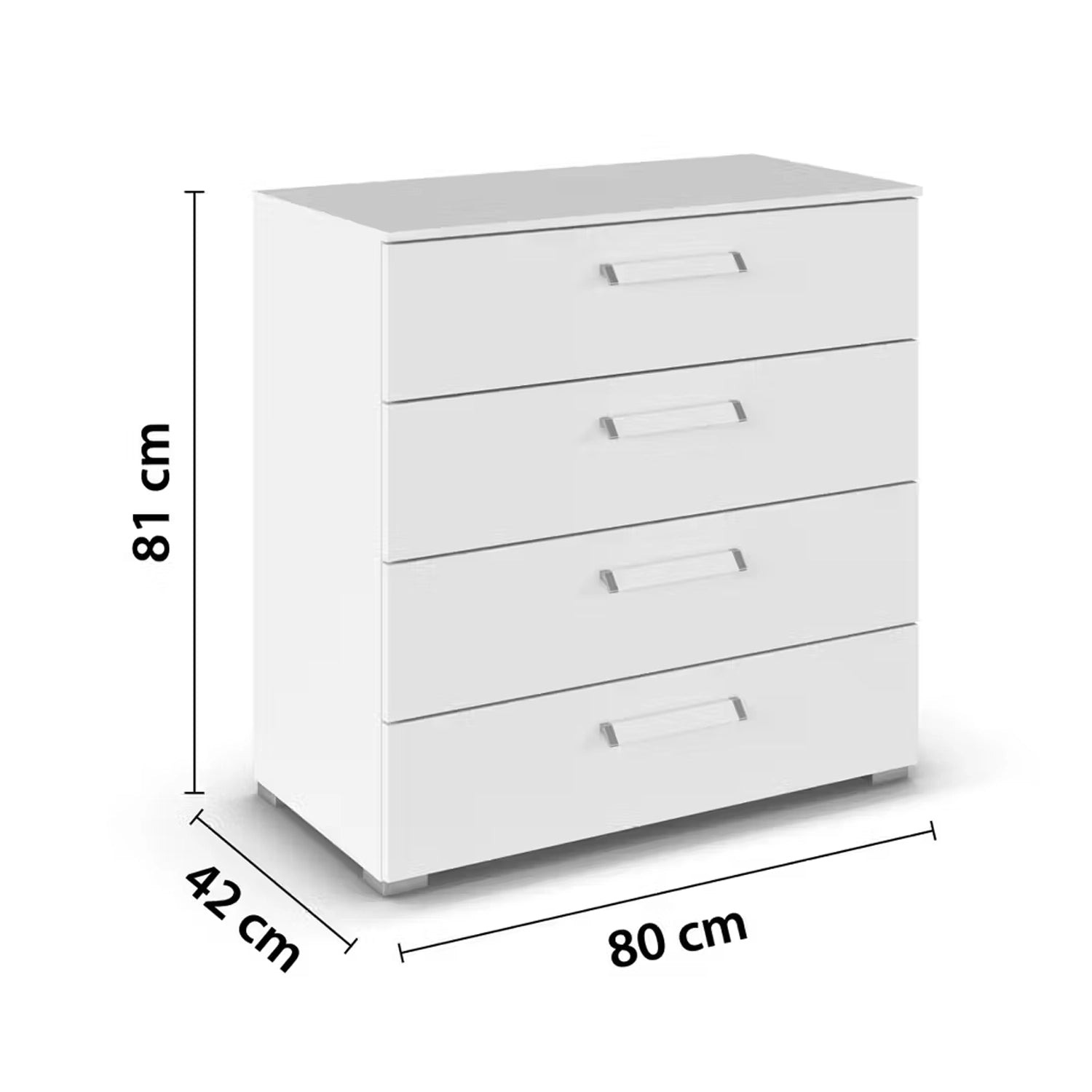 Measurements of Eve 4 Drawer Wide Chest