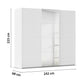Eve White 3 Door Sliding Wardrobe with Mirror – 242cm Wide