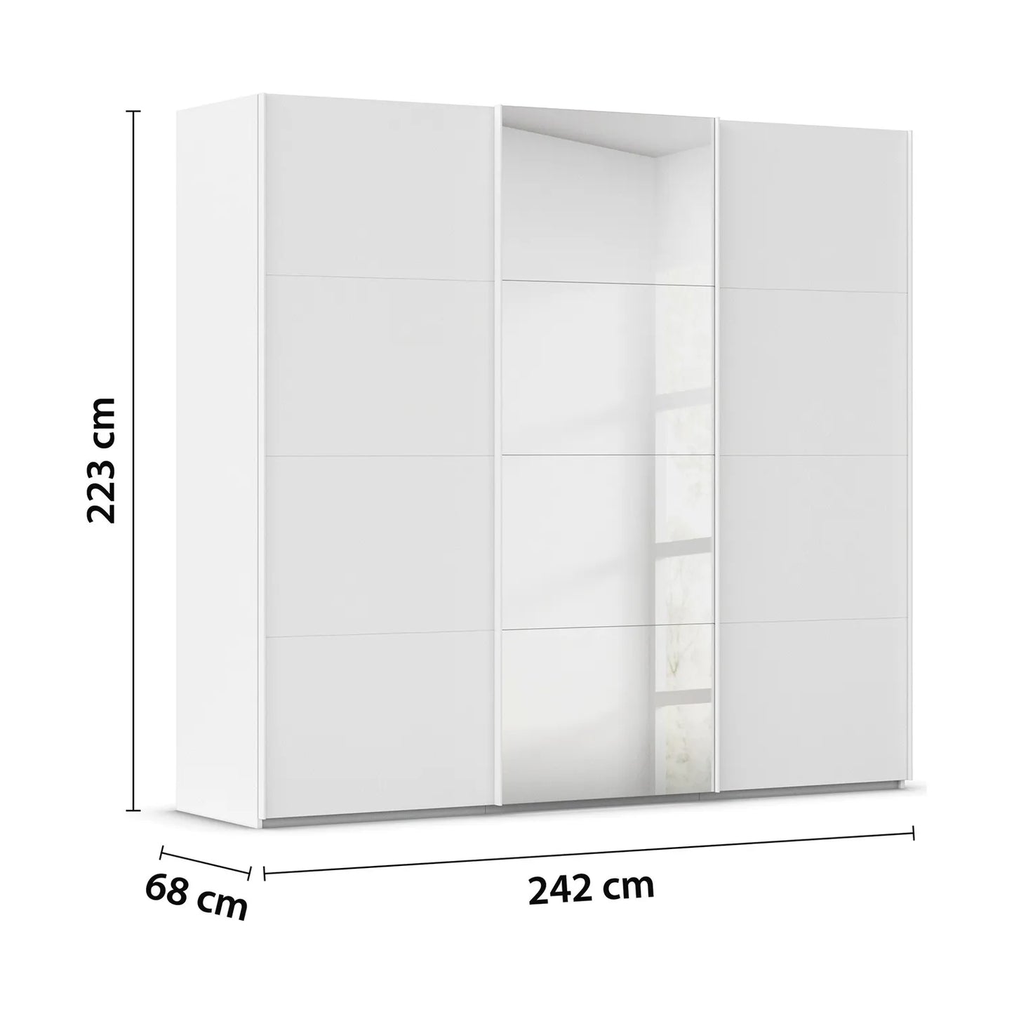 Eve White 3 Door Sliding Wardrobe with Mirror – 242cm Wide