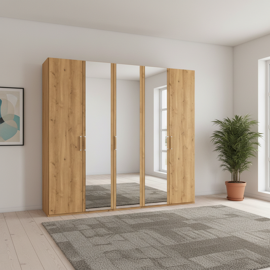 Eve Wild Oak 5 door Hinged Wardrobe
