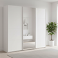 Modern Rauch Evelyn Large White 3 Door Sliding Wardrobe with Mirror on the Middle Door