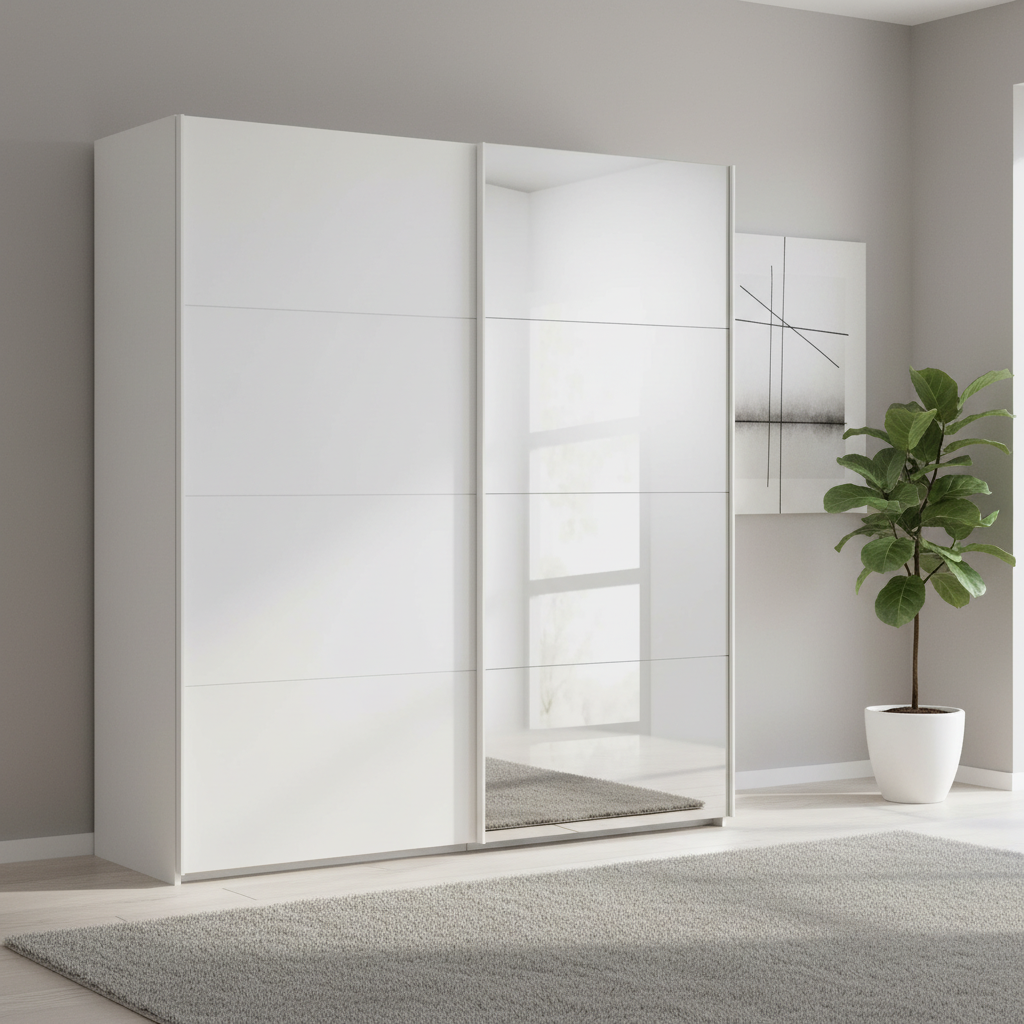 Rauch Evelyn White 2 Door Sliding Wardrobe with Mirror
