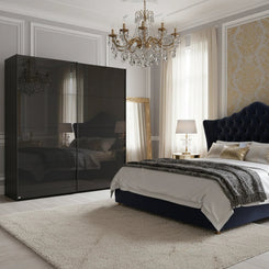 Rauch Forms Basalt Glass 2 Door Slider Wardrobe with Free Assembly service - Styled in a Modern Glamour Room