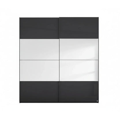 Rauch Formes Basalt Glass and Mirror Front Sliding Door Wardrobe 