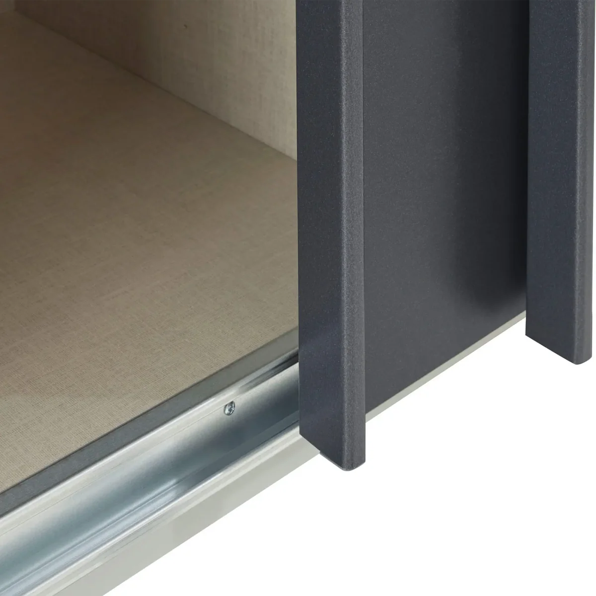 Rauch Forms Black Sliding Door Wardrobe with Shelves - Internal view