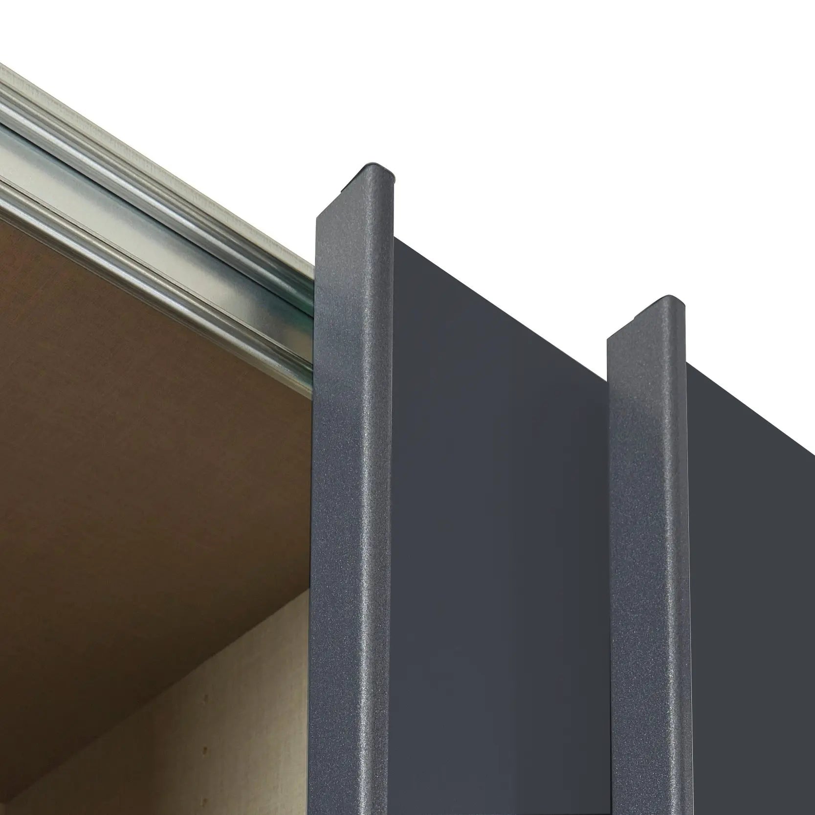 Rauch Forms Black Sliding Door Wardrobe with Shelves - Closeup view