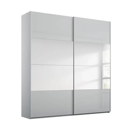 Rauch Forms Silk Grey Glass 2 Door Sliding Wardrobe with Mirror