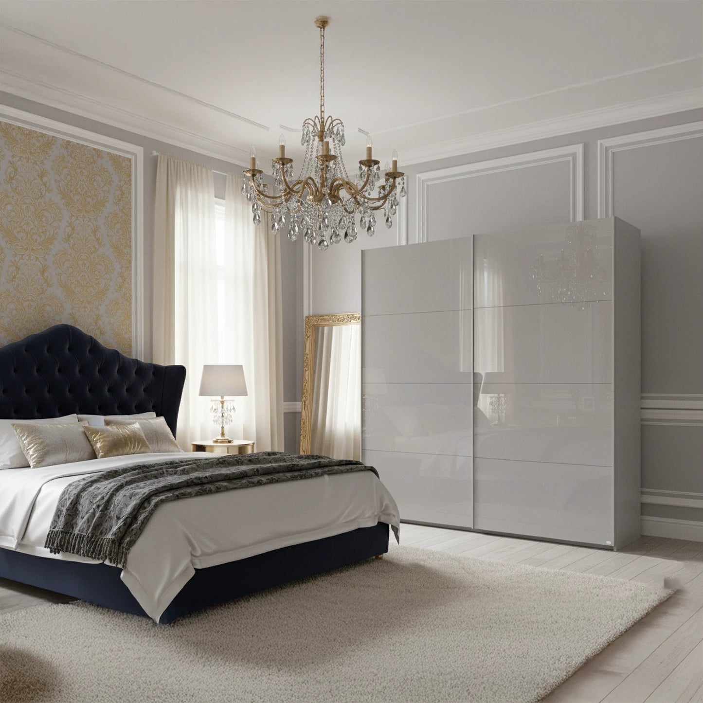 Rauch Forms Silk Grey Glass 2 Door Slider Wardrobe - Free Assembly