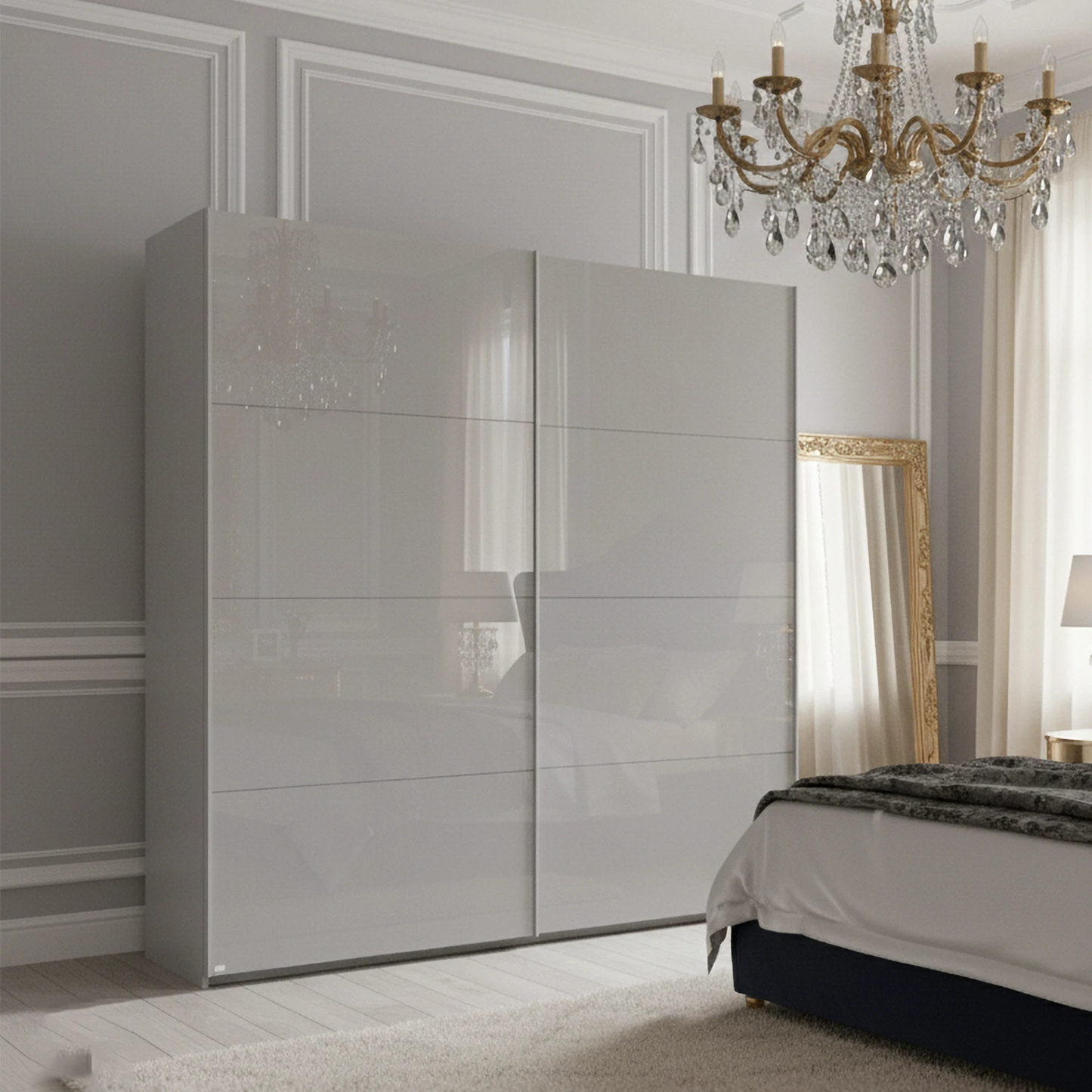 Rauch Forms Silk Grey Glass 2 Door Slider Wardrobe - Free Assembly