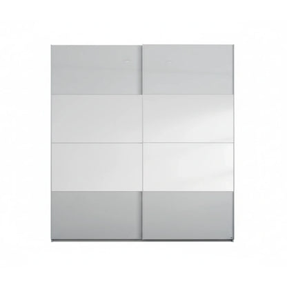 Rauch Forms Silk Grey Glass 2 Door Sliding Wardrobe with Mirror - Free Assembly