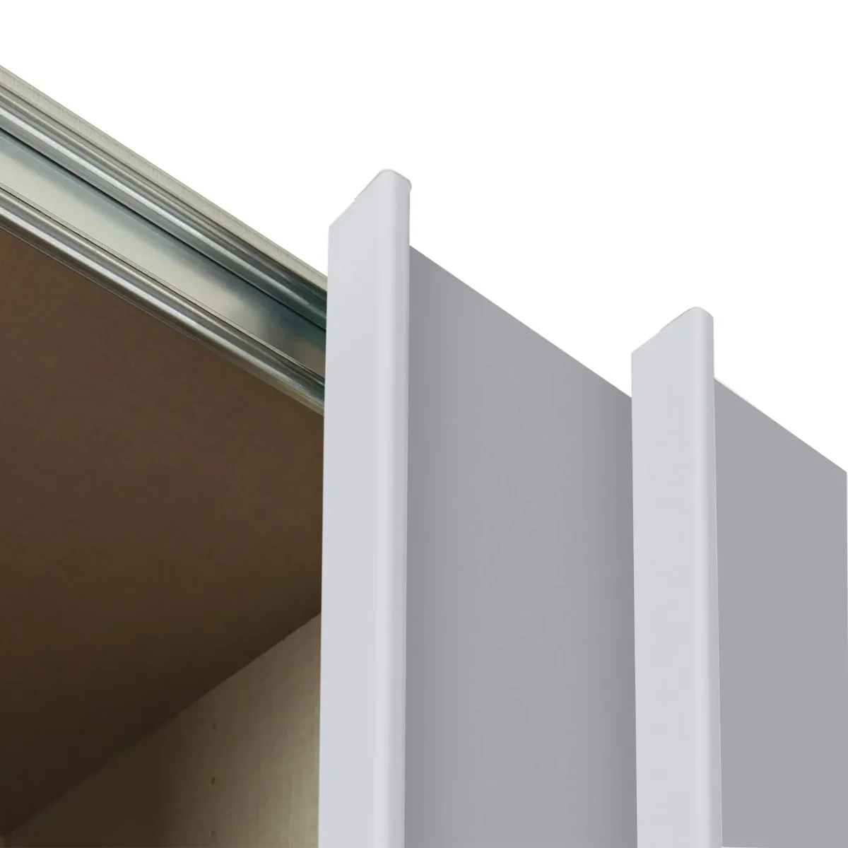 Rauch Forms Silk Grey Glass 3 Door Sliding Wardrobe with Mirror - Closeup view