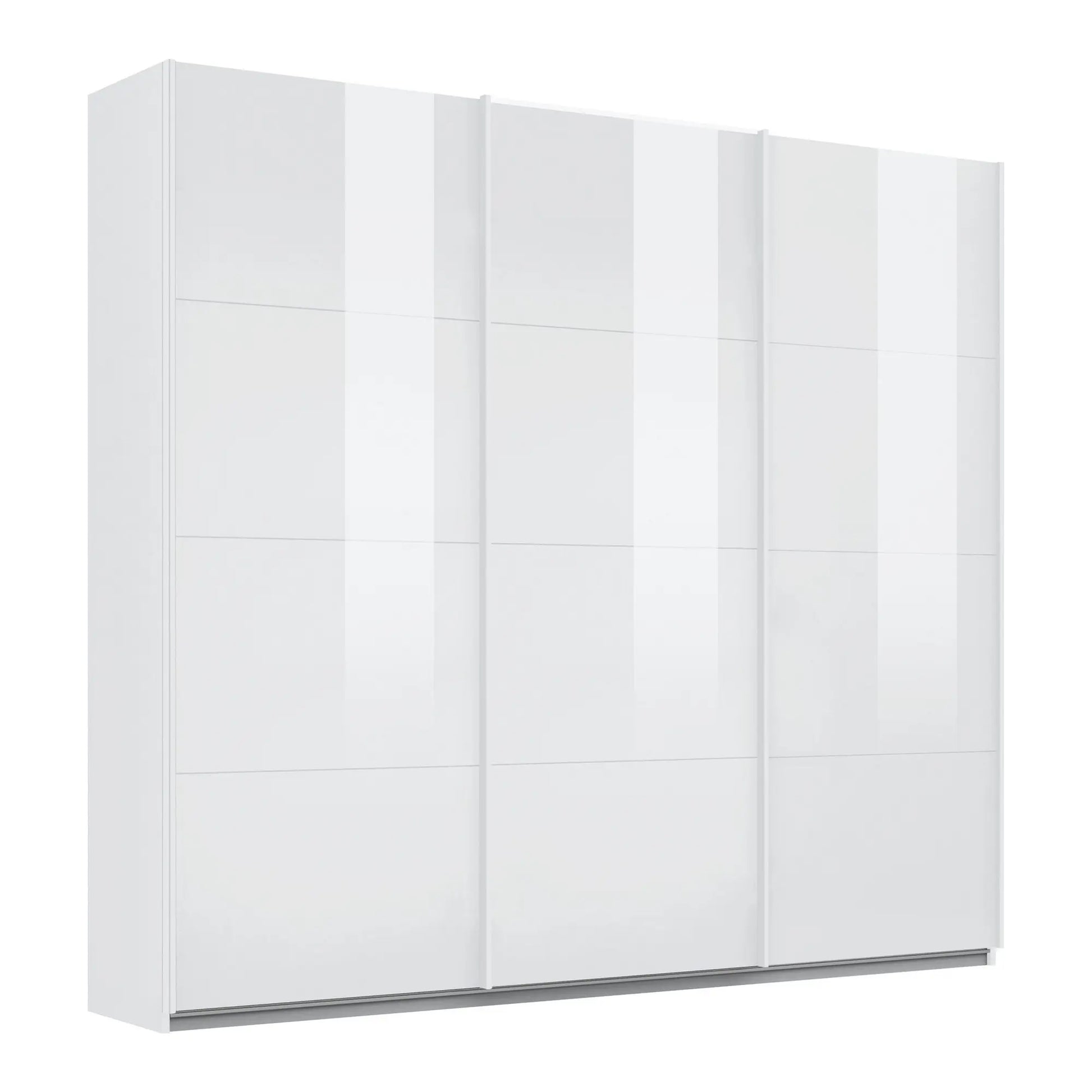 Rauch Forms 3 Door Sliding White Glass Wardrobe - Side Angle view