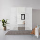 Rauch Forms White High Gloss 3 Door Sliding Wardrobe with Mirror - Styled in a Bedroom