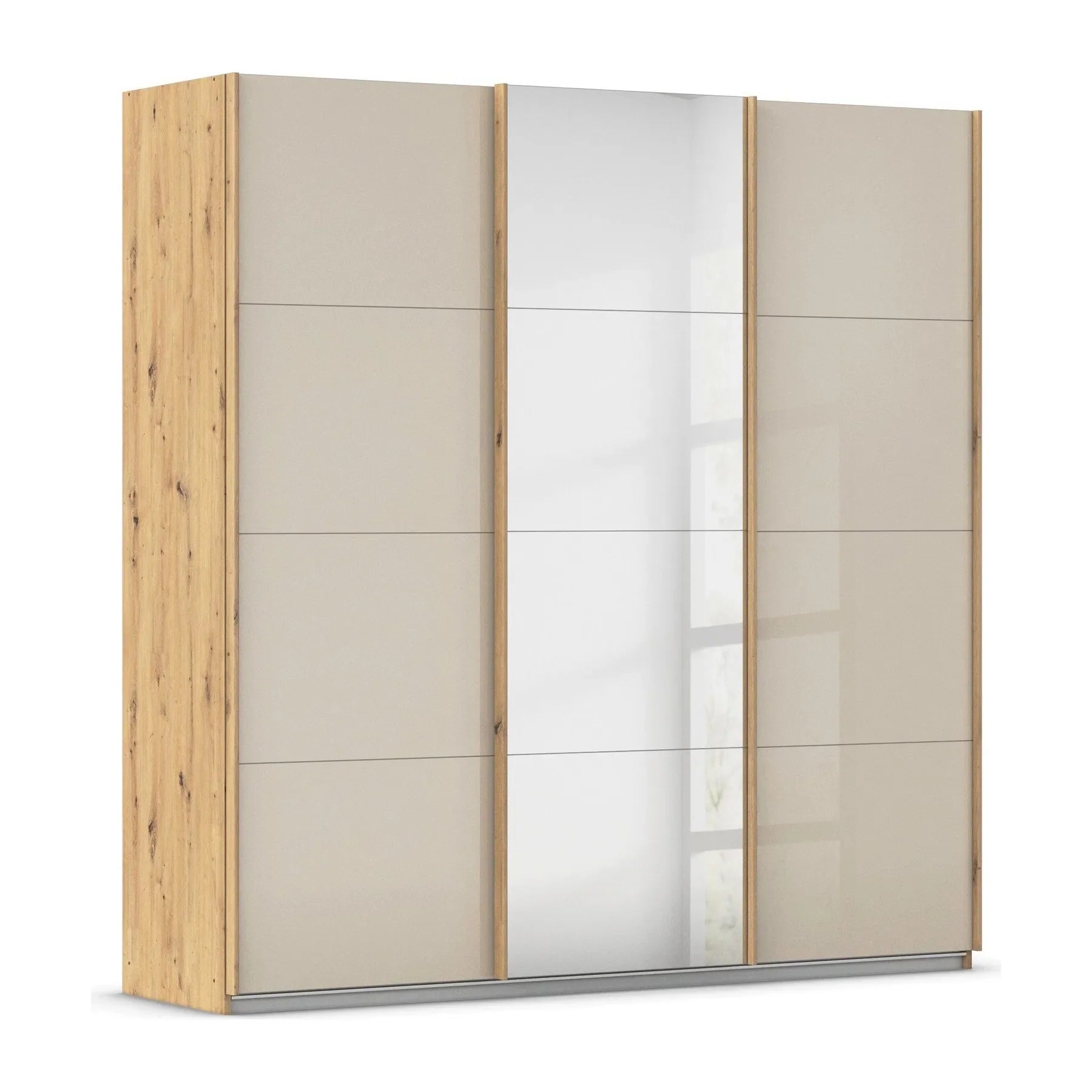 Rauch Forms Oak & Champagne Glass 3 Door Sliding Wardrobe - Home of wardrobes