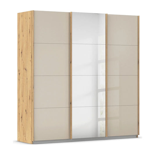 Rauch Forms Oak & Champagne Glass 3 Door Sliding Wardrobe - Home of wardrobes